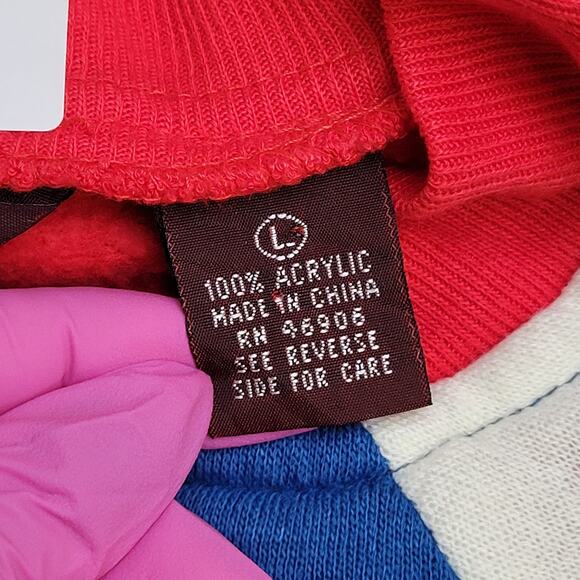 Line-Up Zip Fleece Jacket M/L 22x22 Boxy Cropped Red Blue - Picture 8 of 13